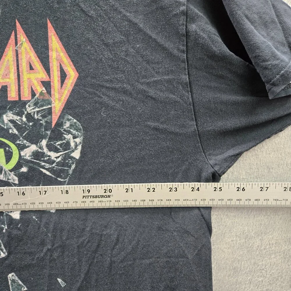 Def Leppard Men Shirt 2XL Black Graphic Print Tesla Tour Band‎ Tee Logo